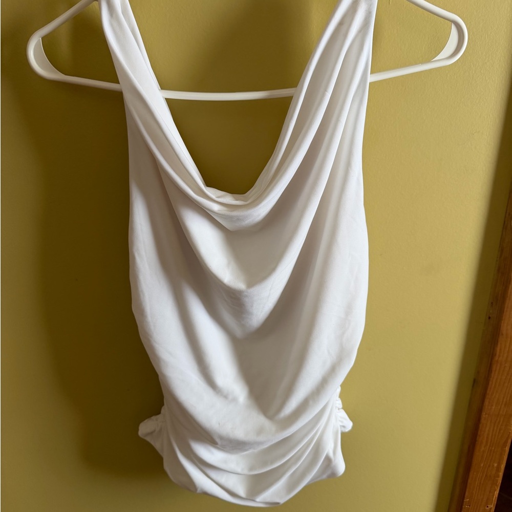 Aritzia Draped Cowl Neck Sleeveless Top - White